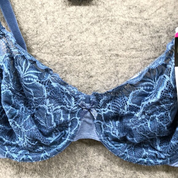 NWT BALI Lined Support Underwire Bra 40C Blue Lace Lightly Lined - Picture 6 of 9